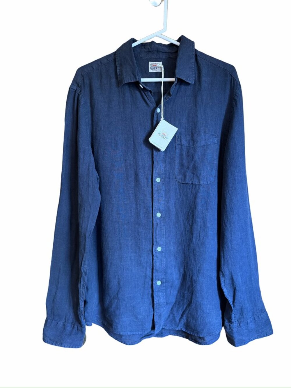 Faherty Button Down One Pocket Shirt Navy Size M